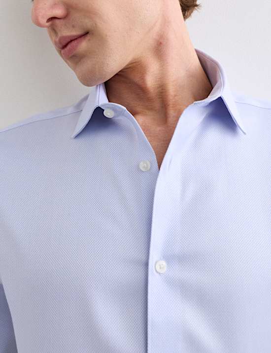 Slim Fit Pure Cotton Luxury Textured Shirt
