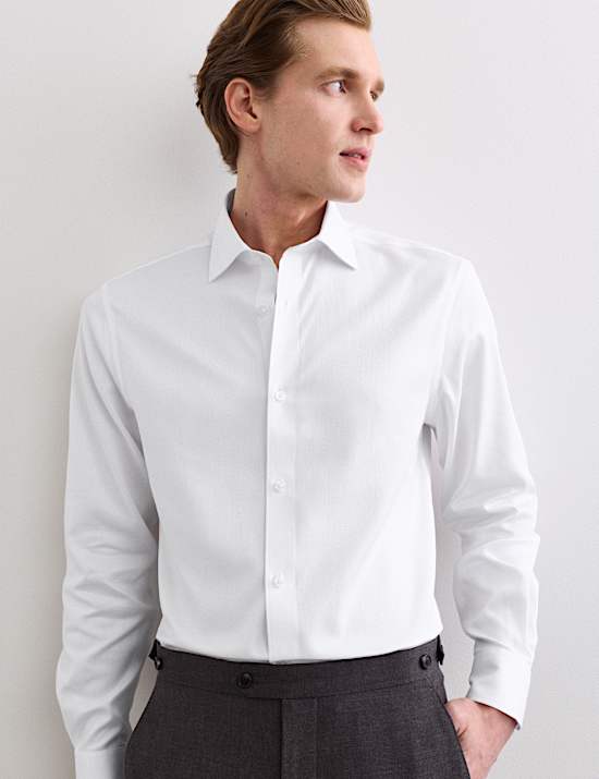 Camisa de lujo texturizada ajustada 100 % algod&oacute;n