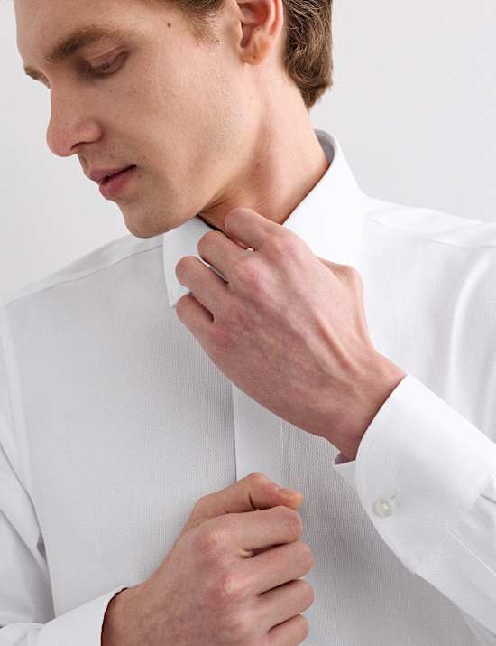 Camisa de lujo texturizada ajustada 100 % algod&oacute;n