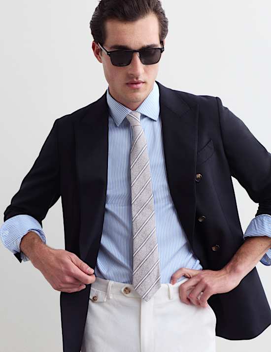 Chemise cintr&eacute;e 100 % coton &agrave; rayures