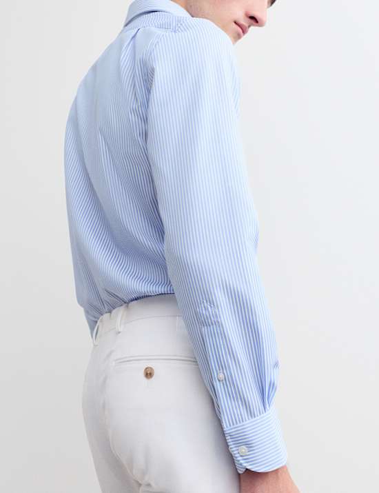 Chemise cintr&eacute;e 100 % coton &agrave; rayures