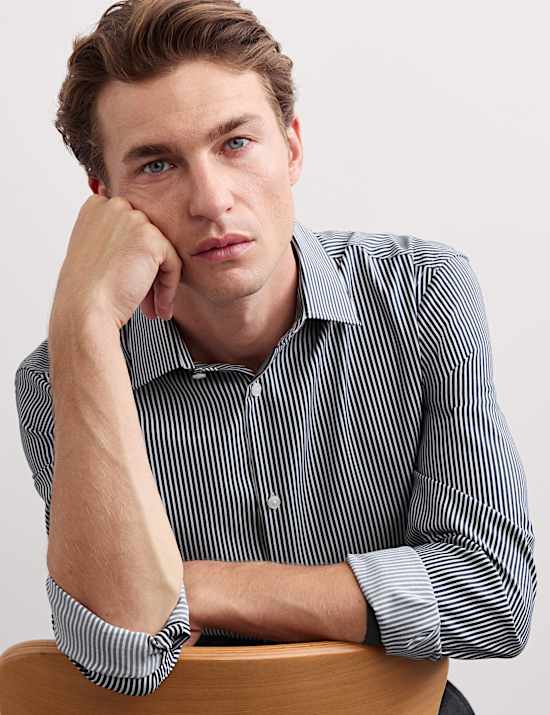 Slim Fit Pure Cotton Striped Shirt