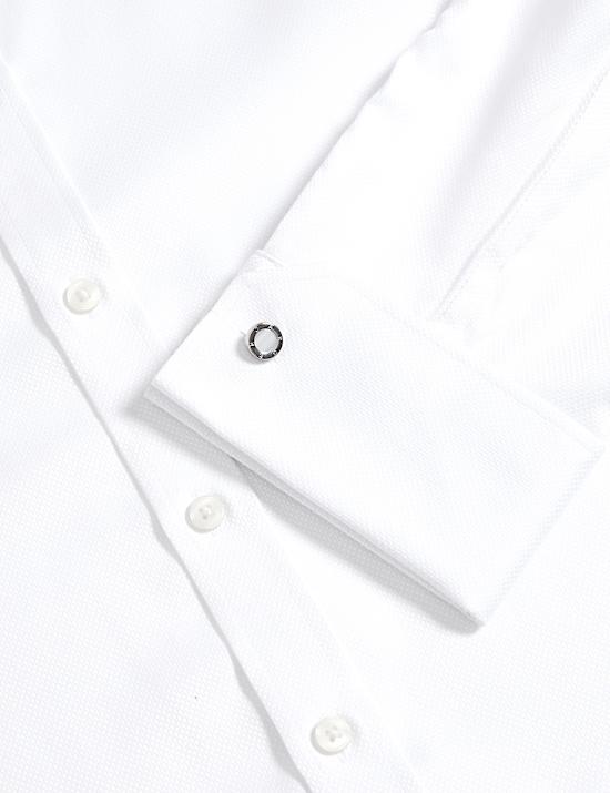 Chemise coupe ajust&eacute;e en coton textur&eacute; de qualit&eacute; sup&eacute;rieure