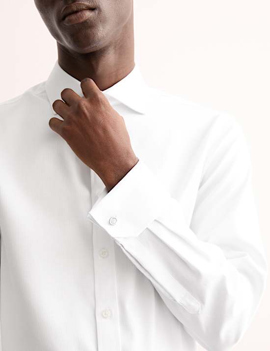 Chemise coupe ajust&eacute;e en coton textur&eacute; de qualit&eacute; sup&eacute;rieure