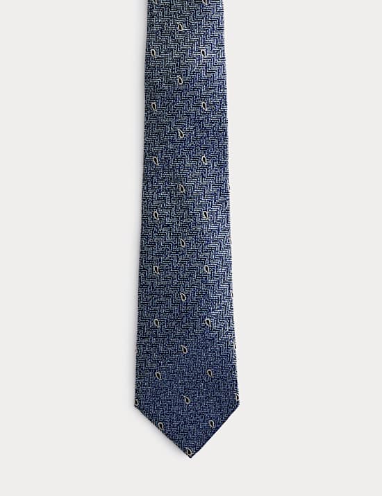 Herringbone Paisley Pure Silk Tie