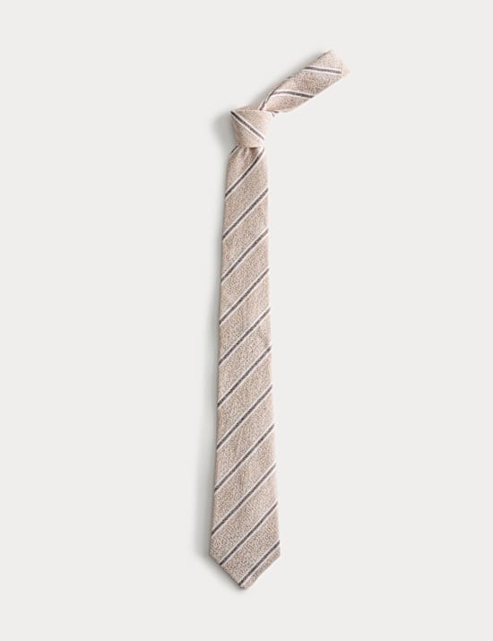 Linen Silk Blend Striped Tie