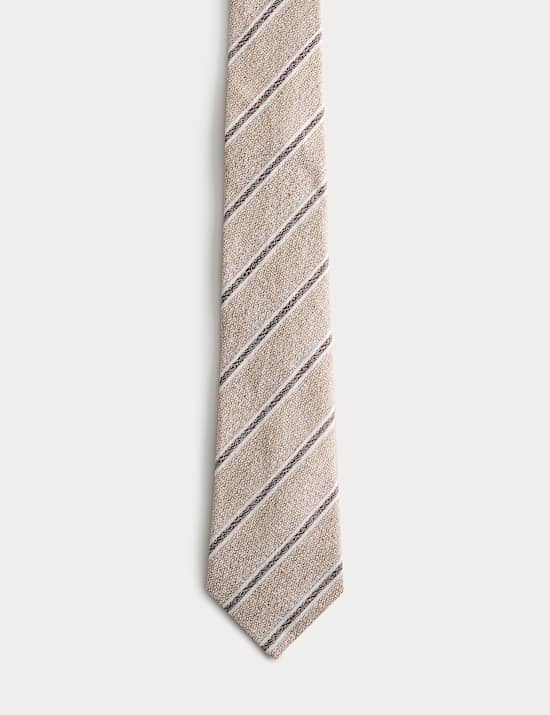 Linen Silk Blend Striped Tie