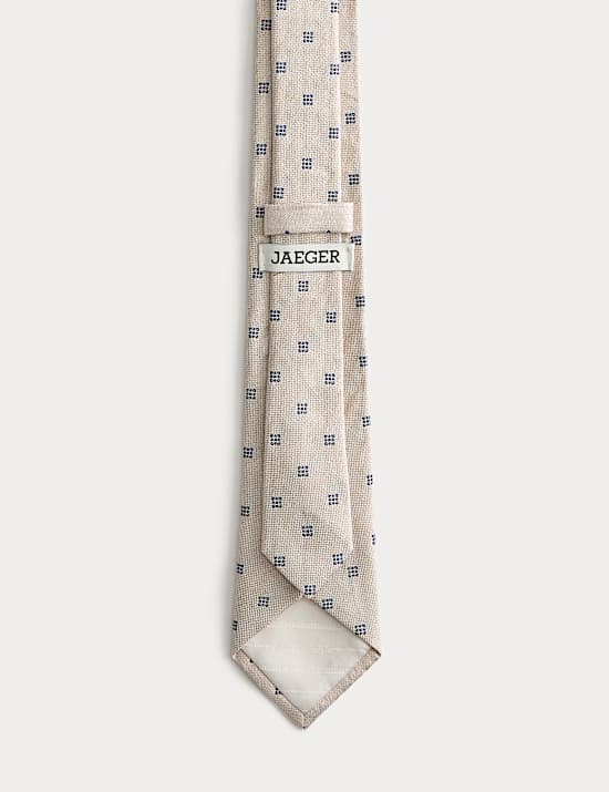 Linen and Silk Blend Geometric Tie