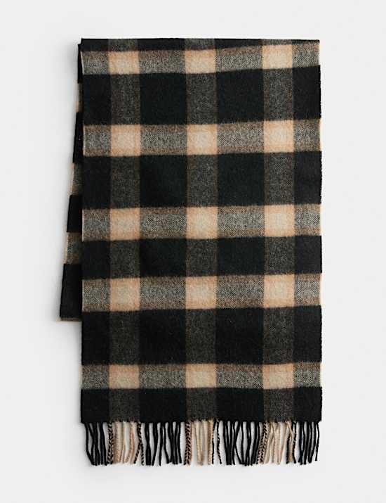 Pure Cashmere Checked Scarf