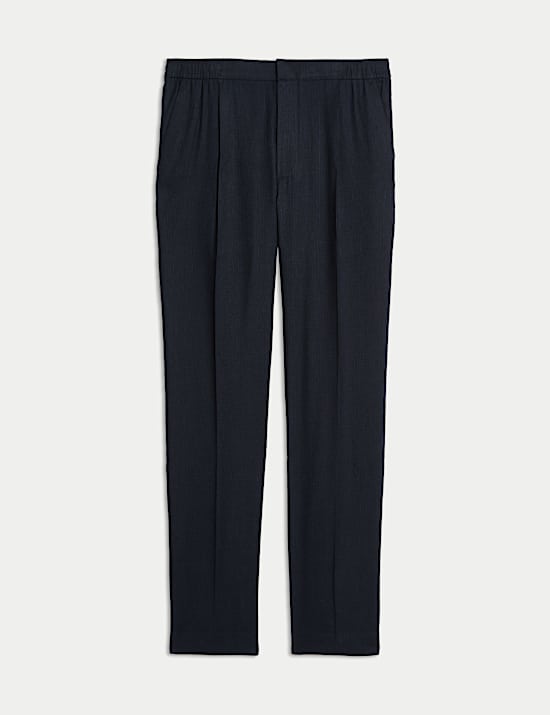 Tapered Fit Italian Linen Blend Elasticated Trousers