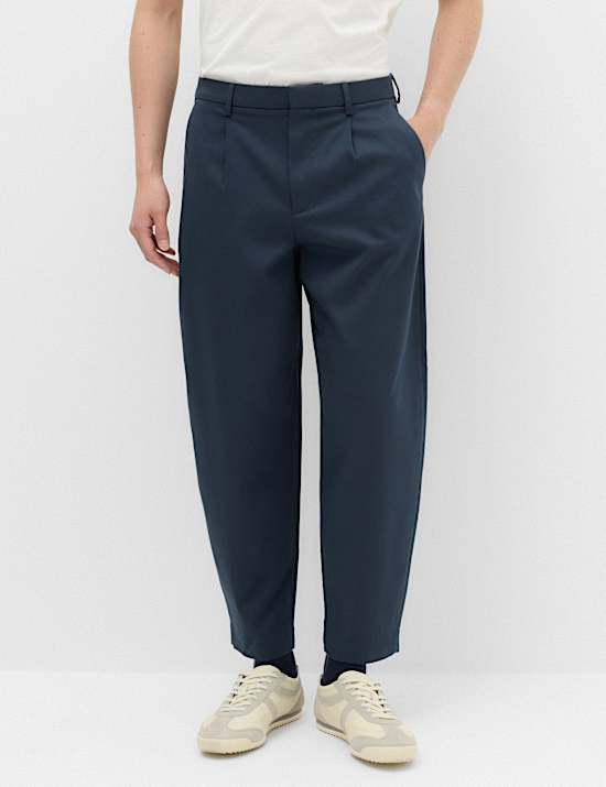 Barrel Fit Smart Twill Trousers
