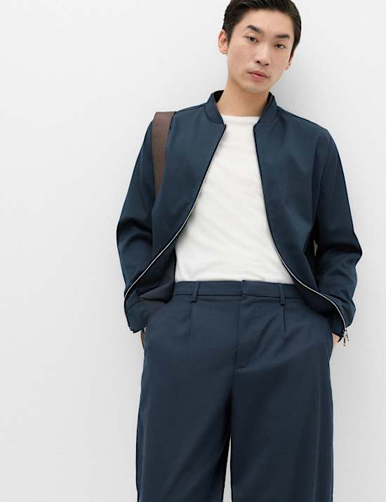 Barrel Fit Smart Twill Trousers