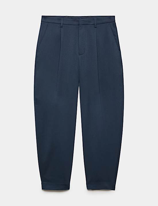 Barrel Fit Smart Twill Trousers
