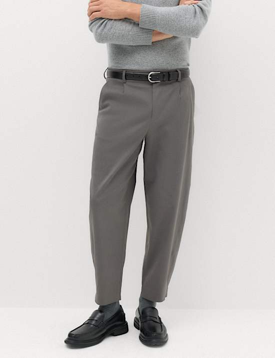 Barrel Fit Smart Twill Trousers