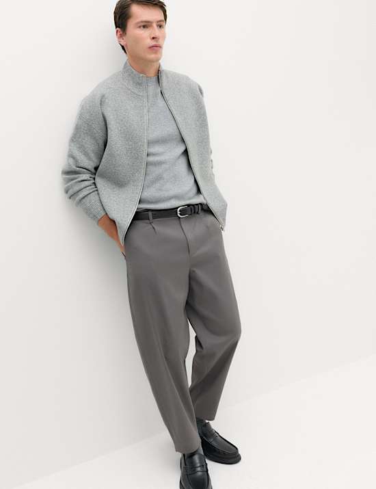 Barrel Fit Smart Twill Trousers