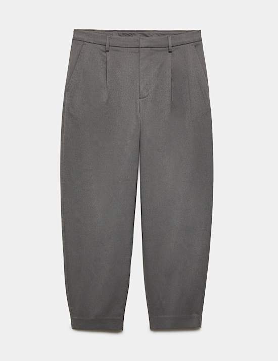 Barrel Fit Smart Twill Trousers