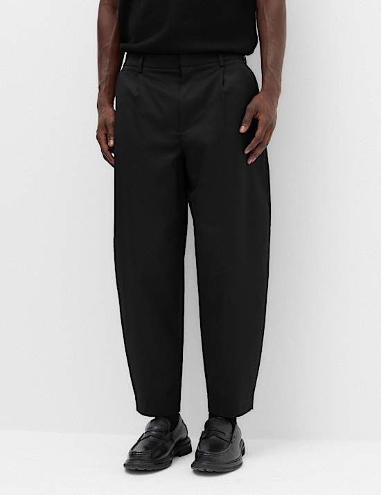 Barrel Fit Smart Twill Trousers