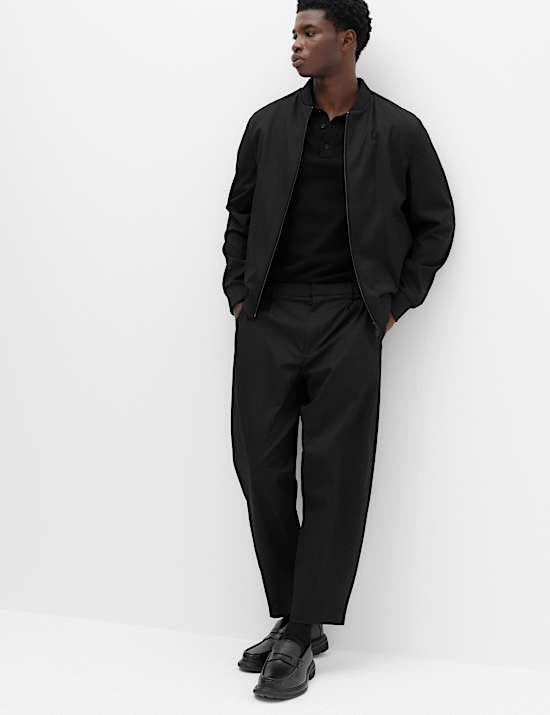 Barrel Fit Smart Twill Trousers