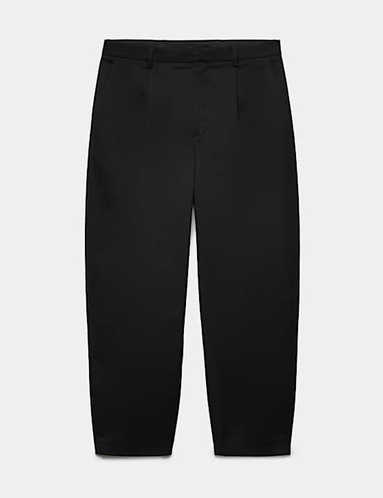 Barrel Fit Smart Twill Trousers