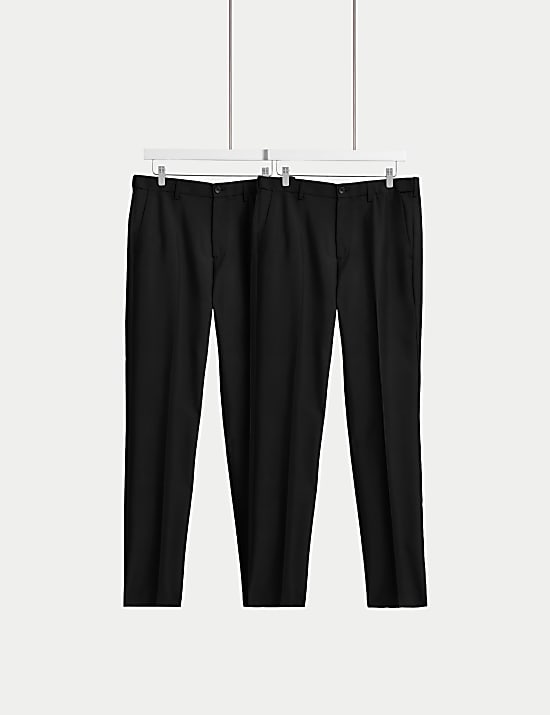 2pk Regular Fit Crease Resist Trousers