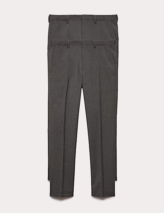2pk Slim Fit Active Waist Smart Trousers