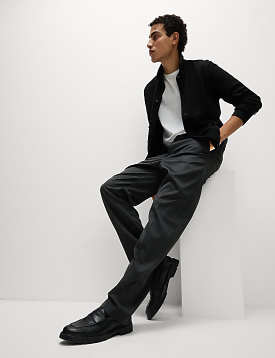 Pantalones de vestir de corte holgado elásticos