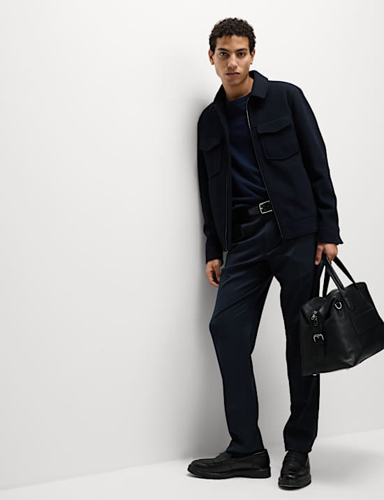 Tailored Fit Stretch Smart Trousers