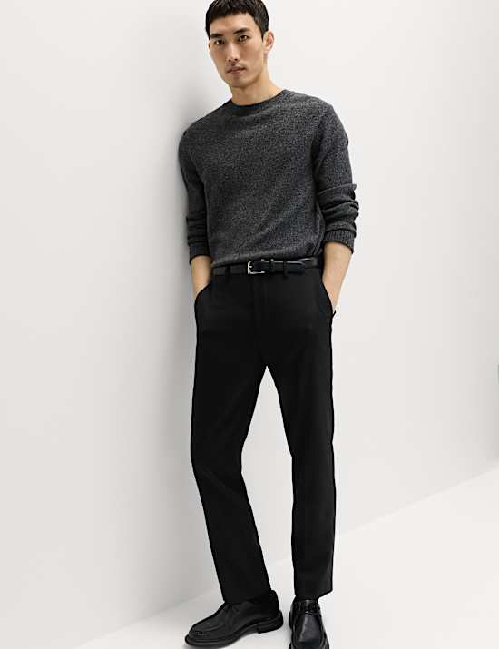 Regular Fit Wool Blend Trousers