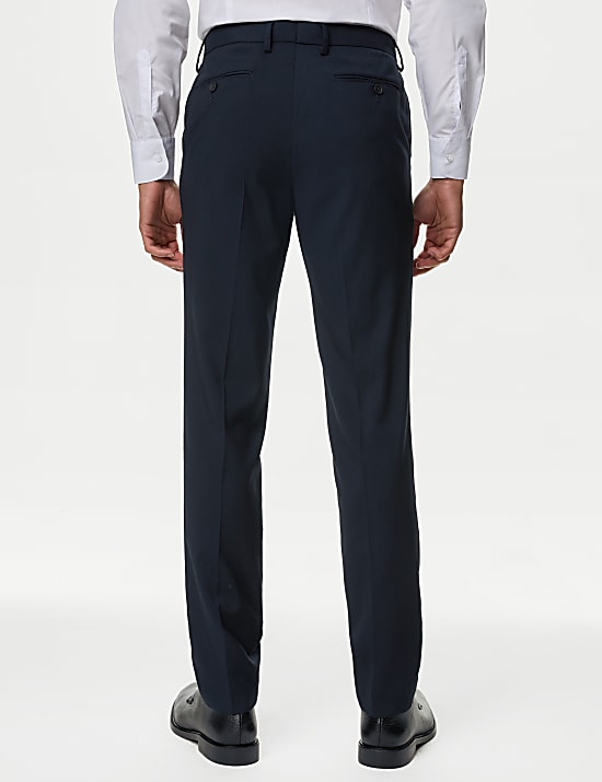 Pantalon sans pinces coupe cintr&eacute;e en tissu extensible