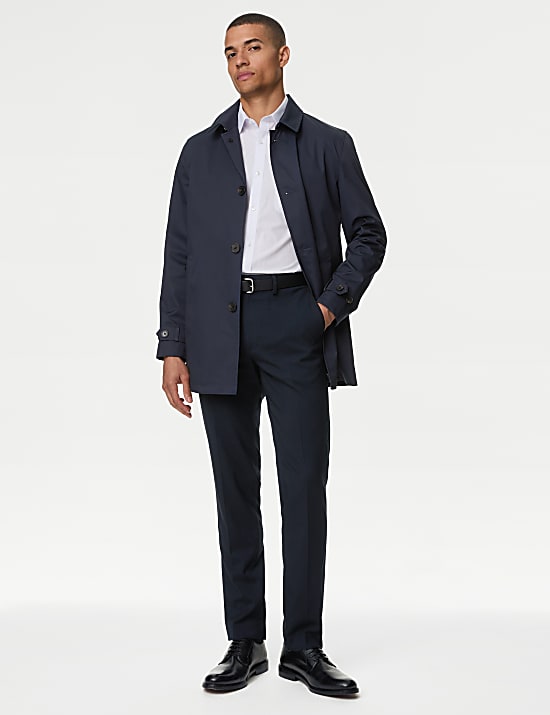 Pantalon sans pinces coupe cintr&eacute;e en tissu extensible