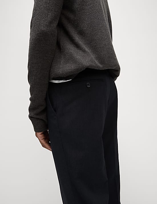 Slim Fit Flat Front Stretch Trousers