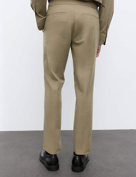 Tapered Fit Flat Front Performance Trousers