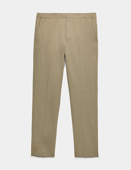 Tapered Fit Flat Front Performance Trousers