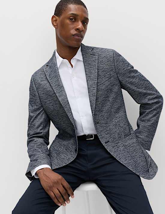 Tailored Fit Textured Stretch Blazer