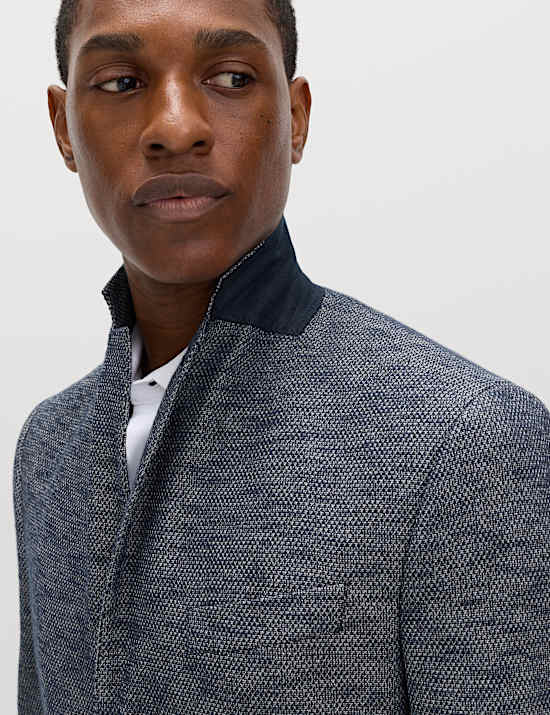 Tailored Fit Textured Stretch Blazer
