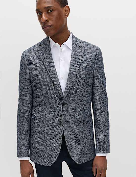 Tailored Fit Textured Stretch Blazer