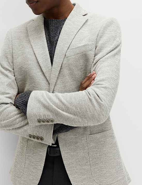 Tailored Fit Textured Stretch Blazer