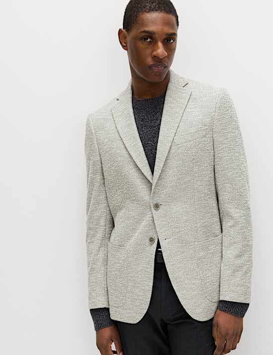 Tailored Fit Textured Stretch Blazer