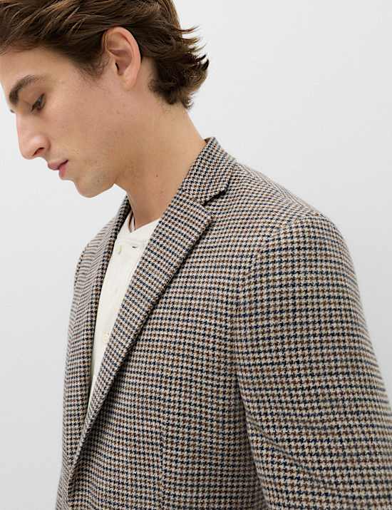 Regular Fit Cotton Blend Check Blazer