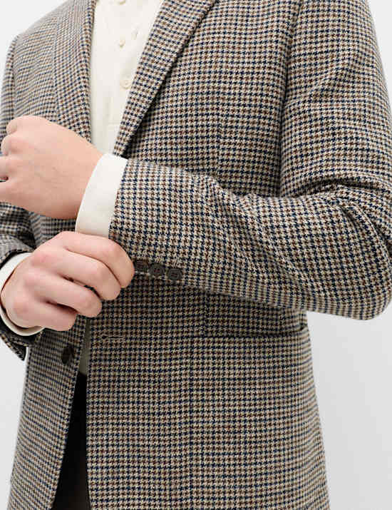 Regular Fit Cotton Blend Check Blazer