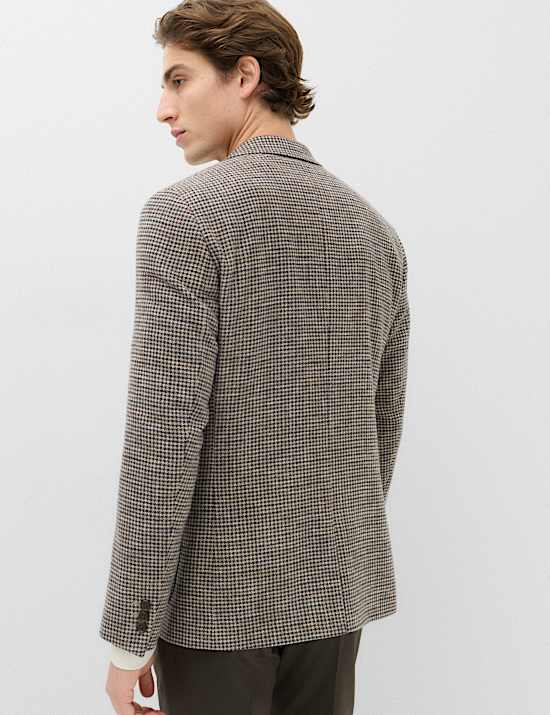 Regular Fit Cotton Blend Check Blazer