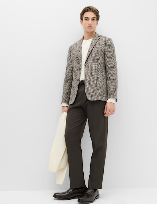 Regular Fit Cotton Blend Check Blazer