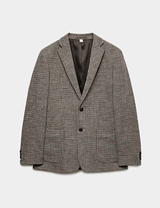 Regular Fit Cotton Blend Check Blazer