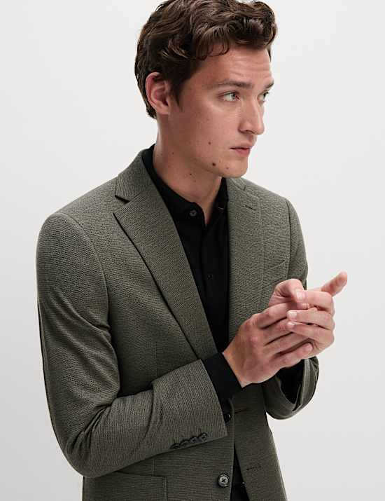 Tailored Fit Jersey Textured Blazer