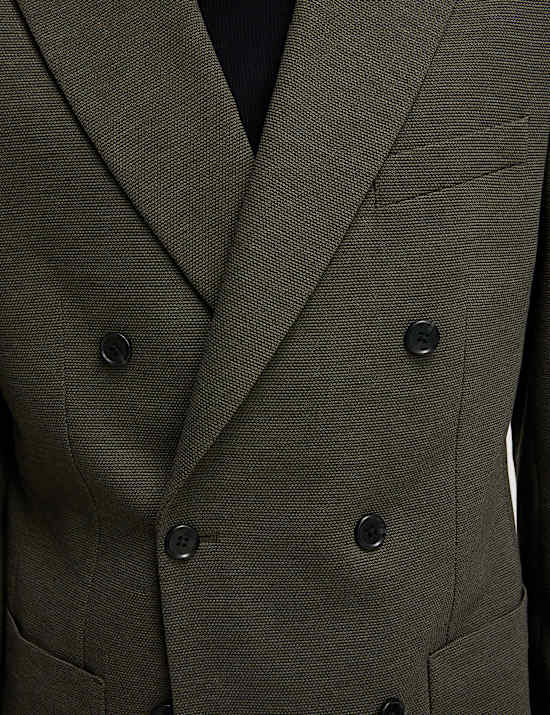 Tailored Fit Jersey Double Breasted Blazer