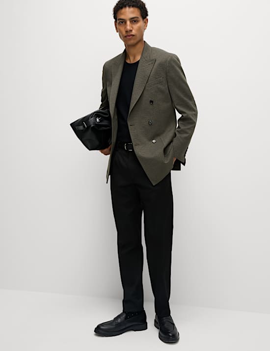 Tailored Fit Jersey Double Breasted Blazer