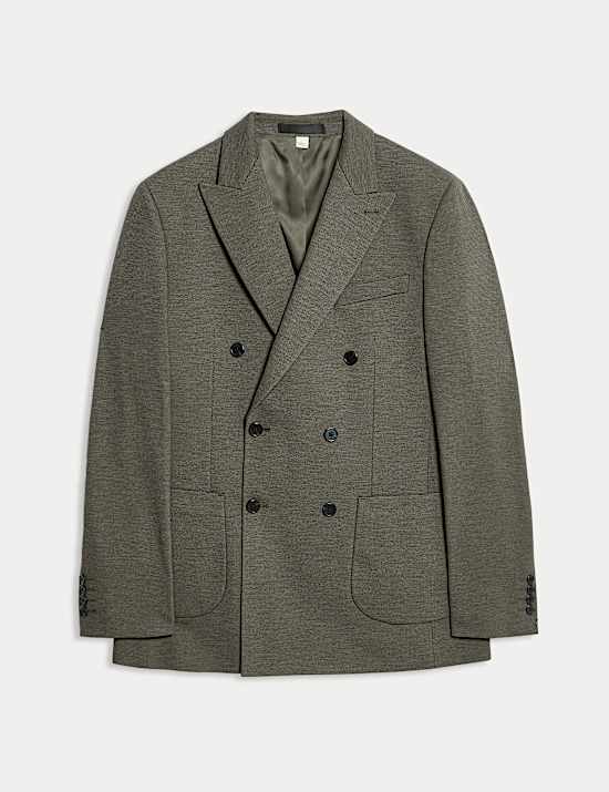 Tailored Fit Jersey Double Breasted Blazer