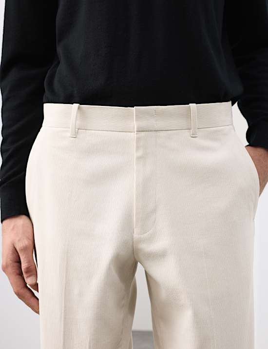 Straight Fit Bedford Cord Smart Trousers