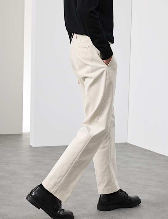 Straight Fit Bedford Cord Smart Trousers