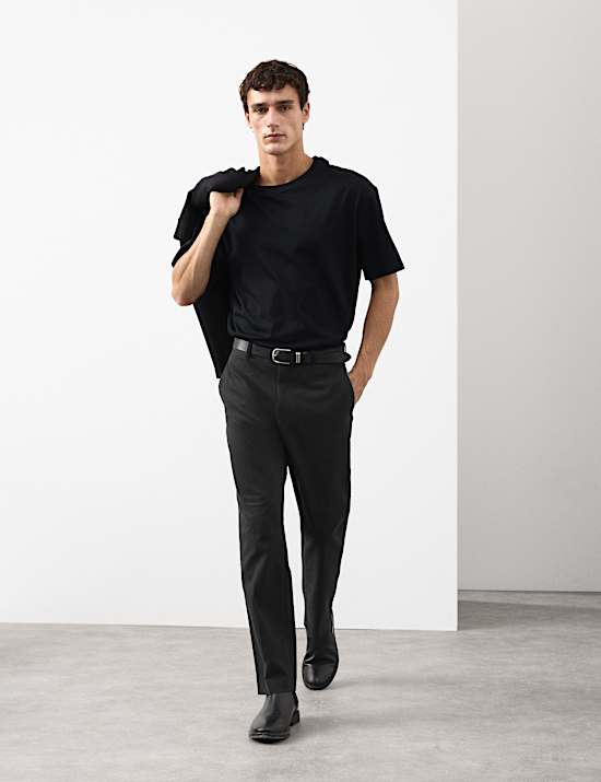 Straight Fit Bedford Cord Smart Trousers